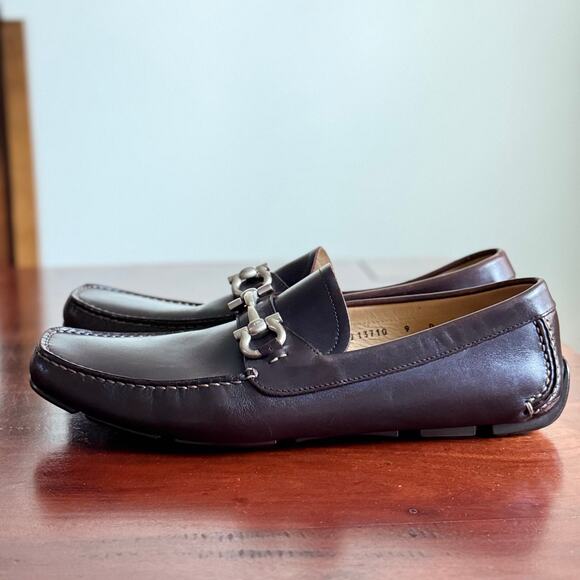 Salvatore Ferragamo Parigi Gancini Bit Driving Moc Shoe loafer brown leather 9 - Picture 1 of 14